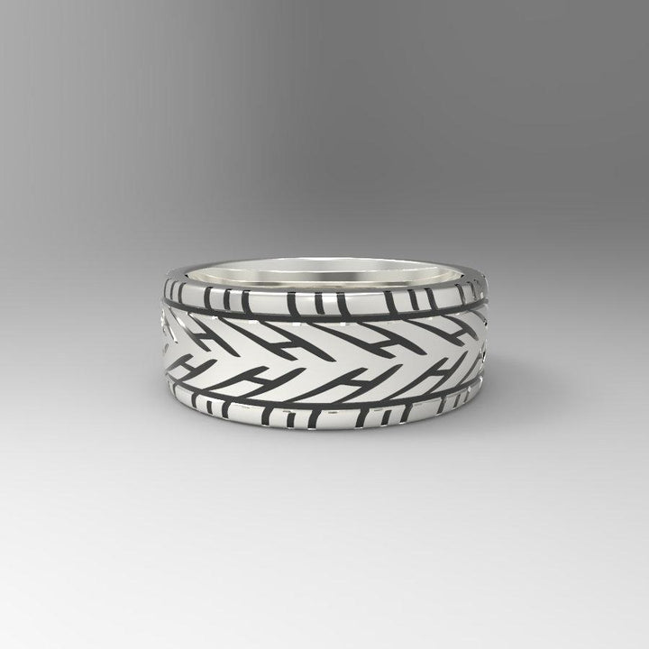 Sakcon Jewelers Ring Nascar Rain Tire Ring-10mm