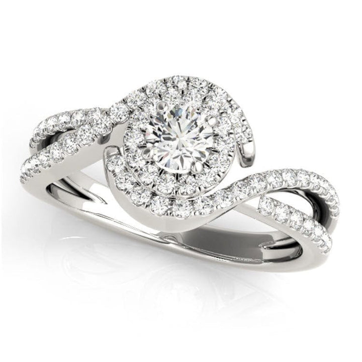 Sakcon Jewelers Ring Palladium Colette  Moissanite & Diamond Channel Bypass Halo Engagement Ring