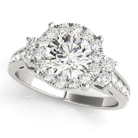 Sakcon Jewelers Ring Sterling/CZ Cecelia Moissanite or Diamond Halo Queen Crown Engagement Ring