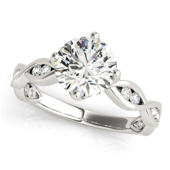 Sakcon Jewelers Ring Sterling/CZ Ciara  Moissanite & Diamond Channel Entwined Engagement Ring