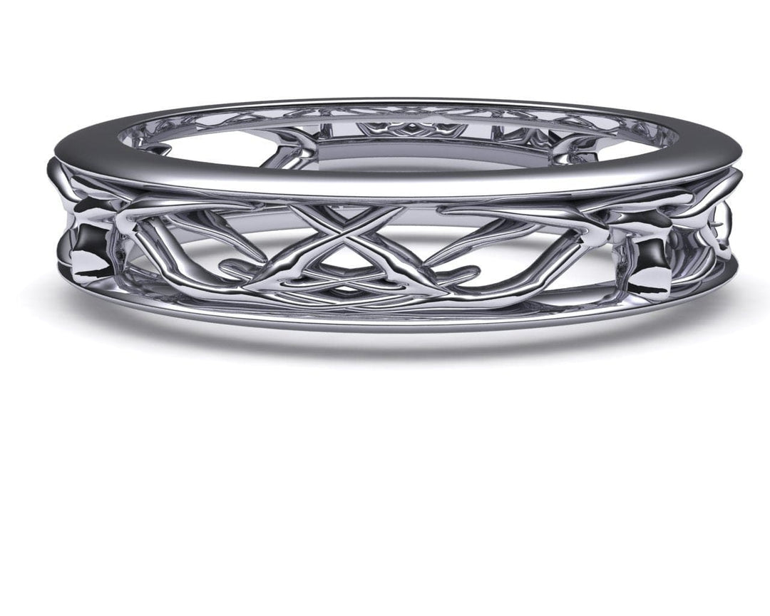 Sakcon Jewelers Ring Sterling Silver Deer Antler Ring Antlered Ring Hunting Ring 6mm