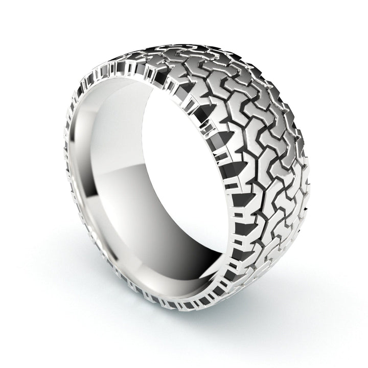 Sakcon Jewelers Ring Sterling Silver Off Road Tire Ring-10mm
