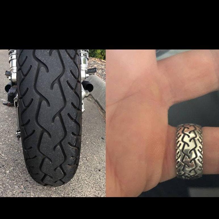 Sakcon Jewelers Ring Street Bike 3-6mm Motocycle Tire Tread Ring