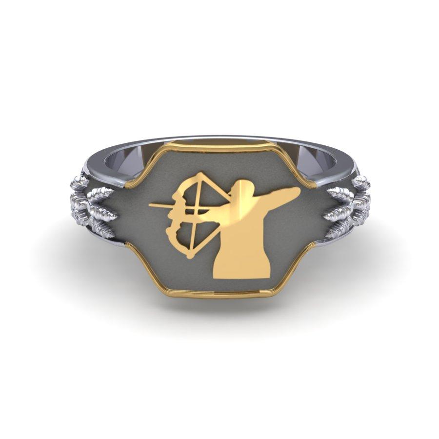 Sakcon Jewelers Ring Tu-Tone Bow Hunting Ring-3