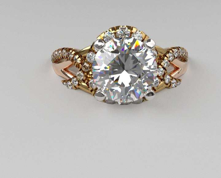 Sakcon Jewelers Ring Tu-Tone Seria Diamond/Moissanite Engagement Ring