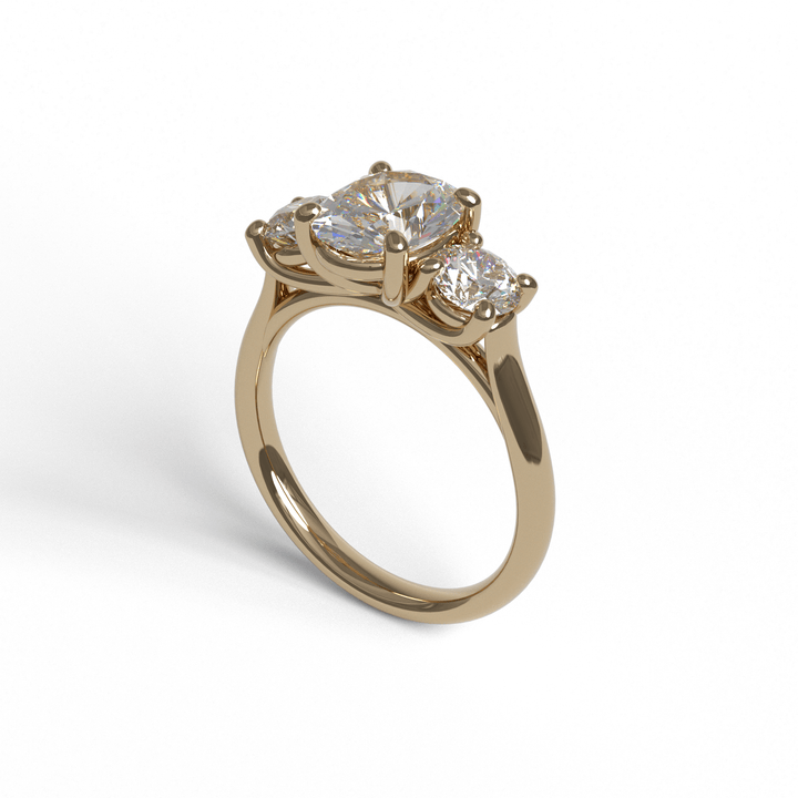 Sakcon Jewelers Ring Zoey Moissanite & Chatham Created Sapphire 3-Stone Engagement Anniversary Ring